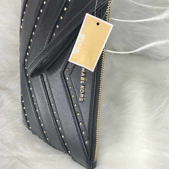 🖤 NEW MICHAEL KORS 🖤 BLACK CLUTCH STUD ELLIS - Picture 3 of 6